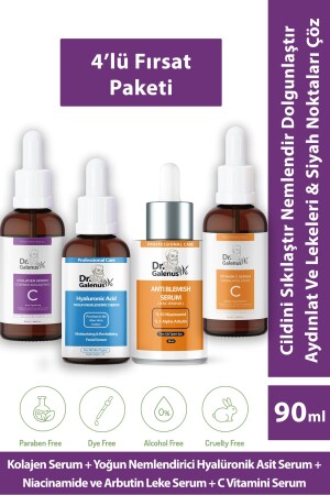 Kolajen- C Vitamini- Hyalüronik Asit Ve Koyu Leke Karşıtı Dörtlü Bakım Serum Seti (90 ML) - 2