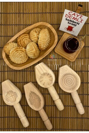 Kömbe Kerebiç Plätzchen-Kuchenform aus Holz, 4-teiliges Set - 2