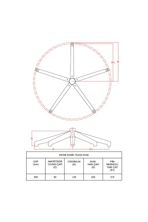 Konischer Sternfuß aus Chrom MA-0003 - 5