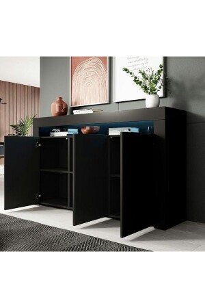 Konsole mit LED-Beleuchtung, stilvolles Buffet, modernes und elegantes Konsolen-Schwarz-Matt-Buffet SDB604-02-BLK - 4