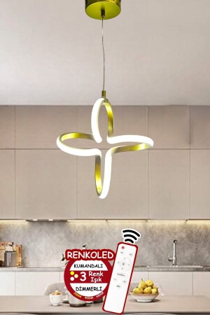 Kontrollierte 3-farbig beleuchtete moderne Pendelleuchte LED-Kronleuchter Goldgehäuse Eingang, Flur, Zimmer Gonca - 2