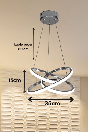 Kontrollierte 3-farbig beleuchtete moderne Pendelleuchte mit LED-Kronleuchter, Chromgehäuse. Wohnzimmer – Küche – Flur - 4