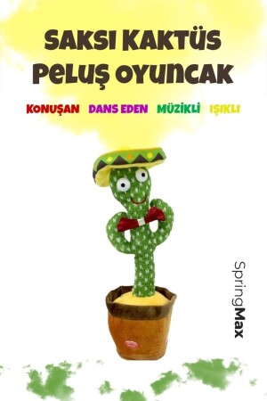 Konuşan Dans Eden, Müzikli Işıklı Saksı Kaktüs Peluş Oyuncak Ses Taklitçi Nanopro-k1-o2 - 3