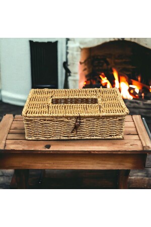 Korbgeflecht, Rattan, Serviettenhalter, Aufbewahrungsbox, Organizer, quadratisch, groß - 2