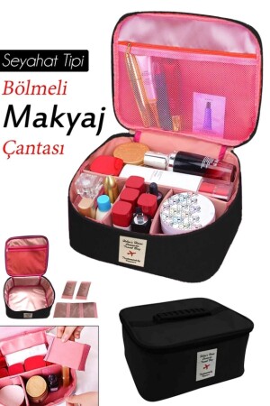 Kozmetik Makyaj Çantası Tutma Kollu Seyahat Seti Makyaj Aksesuarları Düzenleyici 24x21x11 Cm - 2