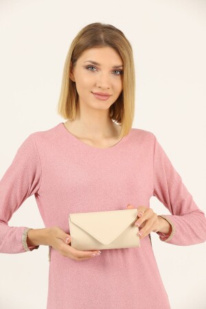 Krem Soft Abiye Çanta Portföy Clutch Çanta - 3