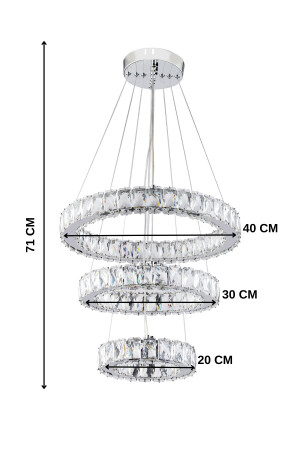 Kristal 3 Katlı Yuvarlak Ledli Avize - Salon - Yatak Odası - Resepsiyon PT-02 - 8