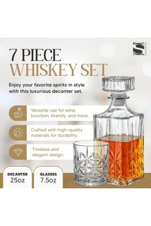 Kristall 1 Stück 730 ml. Karaffe und 6 Kristalle, 240 ml. 7-teiliges Whisky-Set aus Kelchglas. - 5