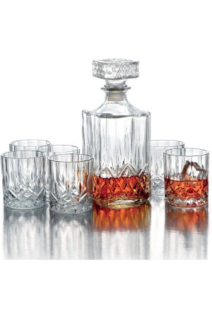 Kristall 1 Stück 730 ml. Karaffe und 6 Kristalle, 240 ml. 7-teiliges Whisky-Set aus Kelchglas. - 8