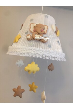 Kronleuchter für Baby- und Kinderzimmer, Elefant, Kaffeegelb, Creme, Sternelefant mit Ballon, Kaffeeballon - 4