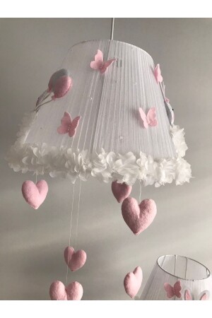 Kronleuchter für Baby- und Kinderzimmer, Hase, hellrosa, weißer Kronleuchter und Lampenschirm, Rabbitlightpinklampshadechandelier - 6