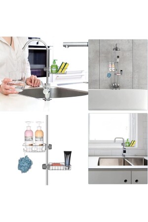 Küche Badezimmer Dusche Wasserhahn Top Rack Seife Schwamm Aufhänger Regal einstöckig - 6