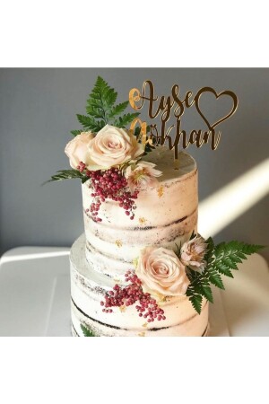 Kuchen-Stick, personalisierbar, mit Namen, Kuchendekoration, Versprechen, Verlobung, Hochzeit, Plexiholz - 1