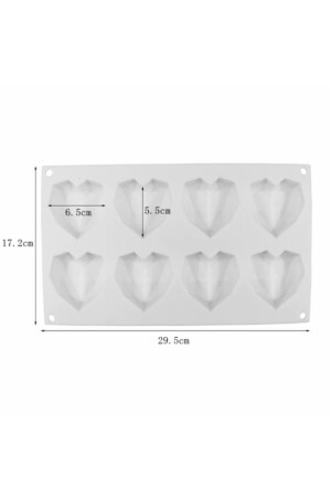 Kuchenform, Kristall, herzförmig, Silikon, Schokolade, Seife, Kuchenform, 8 Fächer, BBSNCKLP01 - 7