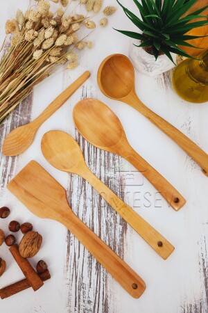 Küchenlöffel-Set aus Holz, 5-teilig, Löffel aus Buchen-, Buchsbaum- und Bambusholz, TYCS6FO25N168693114963351 - 3