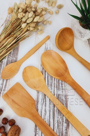 Küchenlöffel-Set aus Holz, 5-teilig, Löffel aus Buchen-, Buchsbaum- und Bambusholz, TYCS6FO25N168693114963351 - 4