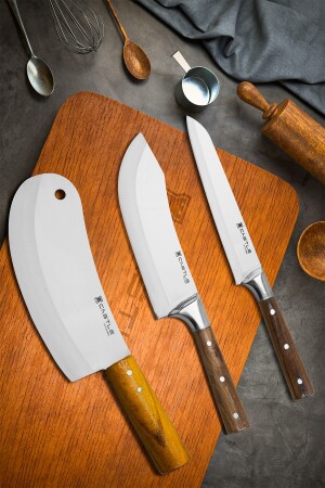 Küchenmesser-Set, 3-teilig, Fleisch, Brot, Gemüse, Obst, Kochmesser-Set Cs7 - 4