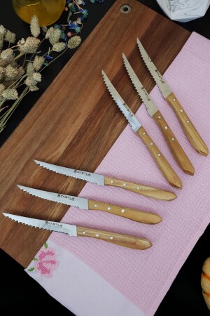 Küchenmesser-Set, 6-teilig, für Steak, Fleisch, Frühstück, Abendessen, Messer mit Griff aus Maulbeerholz er61l - 3