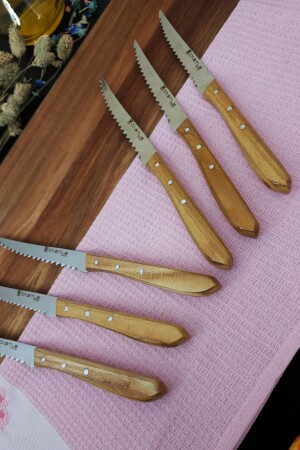 Küchenmesser-Set, 6-teilig, für Steak, Fleisch, Frühstück, Abendessen, Messer mit Griff aus Maulbeerholz er61l - 4