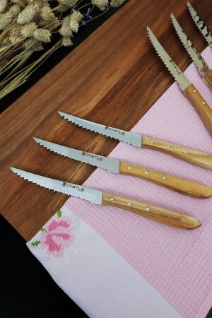 Küchenmesser-Set, 6-teilig, für Steak, Fleisch, Frühstück, Abendessen, Messer mit Griff aus Maulbeerholz er61l - 5