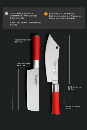 Küchenmesser-Set, Fleisch, Knochen, Gemüse, Brot, Obst, Kochmesser, rote Craft-Serie (Action – Nakiri), Chef39 - 6