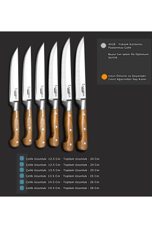 Küchenmesser-Set, Fleisch, Obst, Gemüse, Brotmesser, 6 Stück (1-2-3) - 6