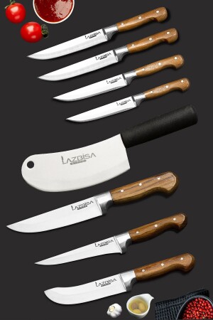 Küchenmesser-Set für Fleisch, Brot, Gemüse, Obst, Zwiebeln, Salat (8-teilig), 8 lz - 1