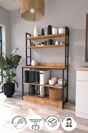 Küchenständer mit Sockel 5 Regale Kaffeeecke Küchenregal Küchenständer Kiefer Bfg-Mtfk-Stand-5Shelf-Based - 2