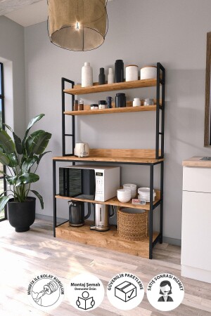 Küchenständer mit Sockel 5 Regale Kaffeeecke Küchenregal Küchenständer Kiefer Bfg-Mtfk-Stand-5Shelf-Based - 3