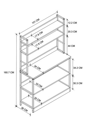 Küchenständer mit Sockel 5 Regale Kaffeeecke Küchenregal Küchenständer Kiefer Bfg-Mtfk-Stand-5Shelf-Based - 4