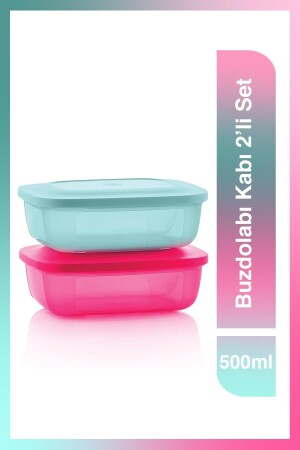 Kühlschrankbehälter 2er-Set 500 ml Rosa-Blau 369 - 2