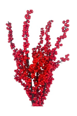 Künstliche Blume Kokina, langer Zweig, 90 cm, Weihnachtsblume, rote Beere - 1