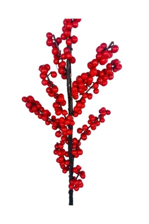 Künstliche Blume Kokina, langer Zweig, 90 cm, Weihnachtsblume, rote Beere - 7