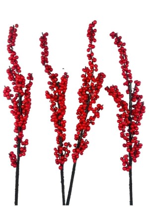 Künstliche Blume Kokina, langer Zweig, 90 cm, Weihnachtsblume, rote Beere - 8