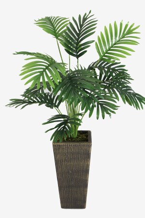 Künstlicher 18-zweigiger Areca-Baum 100 cm (Schwarz-Gold-Holztopf) - 2