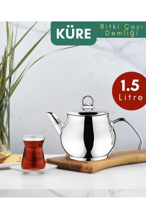 Küre 1.50 Lt. Paslanmaz Çelik Bitki Çayı Demliği küre 1.5 litre çelik - 3