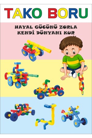 Kutusuz Tako Borular 72 Parça Renkli Eğitici Boru Lego Oyunu - 4