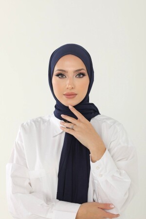 Lacivert Luxury Penye Şal - Kadın Tesettür Jersey Hijab Lycra Shawl - 2