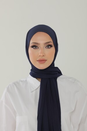 Lacivert Luxury Penye Şal - Kadın Tesettür Jersey Hijab Lycra Shawl - 6