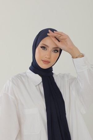 Lacivert Luxury Penye Şal - Kadın Tesettür Jersey Hijab Lycra Shawl - 7