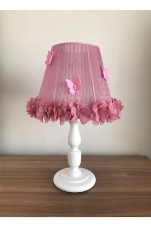 Lampenschirm und Rahmen für Baby- und Kinderzimmer, staubige Rose, Blumen-Schmetterlings-Lampenschirm, Rahmen, getrocknete Rose, Schmetterling - 4