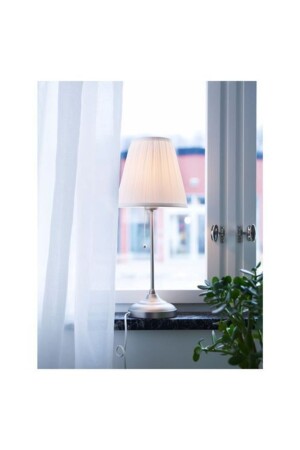 Lampenschirm, vernickelt-weiß Meridyendukkan Tischlampe 55 cm 75 W abajurr - 7