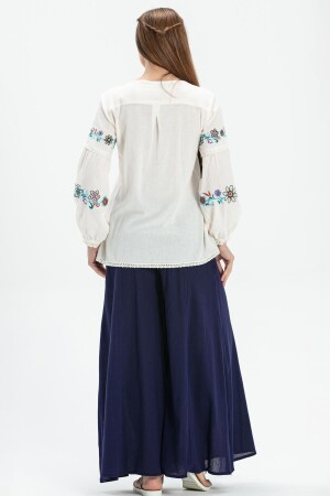 Langarm-Bluse aus Ayşe-Stoff, Creme, Krm 212. 22 - 2