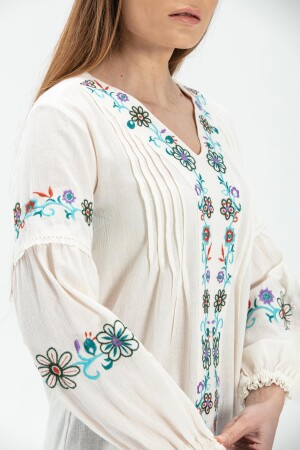 Langarm-Bluse aus Ayşe-Stoff, Creme, Krm 212. 22 - 3