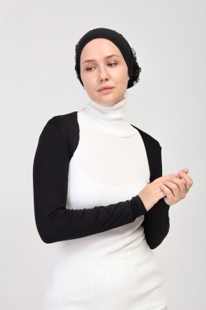 Langarm Hijab Bolero-schwarz - 2