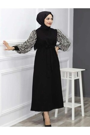 Langes Hijab-Kleid mit Zebramuster HELEN56B-K - 1