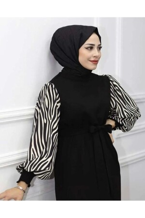 Langes Hijab-Kleid mit Zebramuster HELEN56B-K - 2