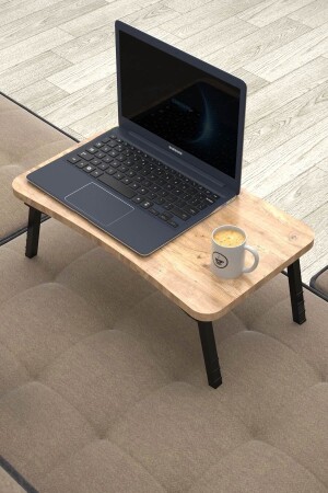 Laptoptisch, mobiler Frühstückstisch, klappbarer Arbeitstisch, atlantische Kiefer - 3