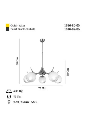 Lasıne 5 Lı Altın Avıze 5xe27 1616-80-05 - 6