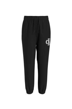 Lastikli Paça Siyah Kadın Eşofman Altı METALLIC MONOGRAM SWEATPANTS - 1